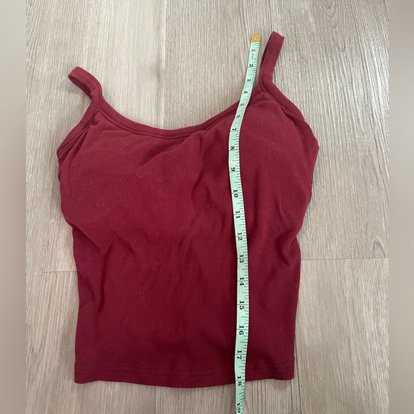 OGL Burgundy Cherry Ribbed Padded Cropped Tank ~ Size Small - Picture 4 of 5